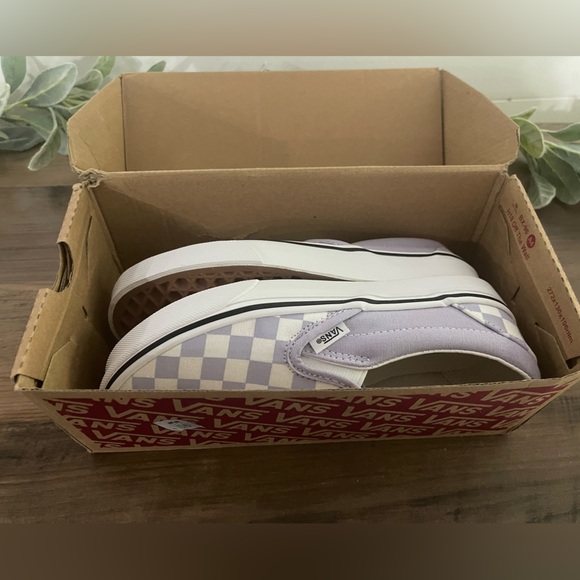 Purple Checkered Slide On Vans - Picture 6 of 6